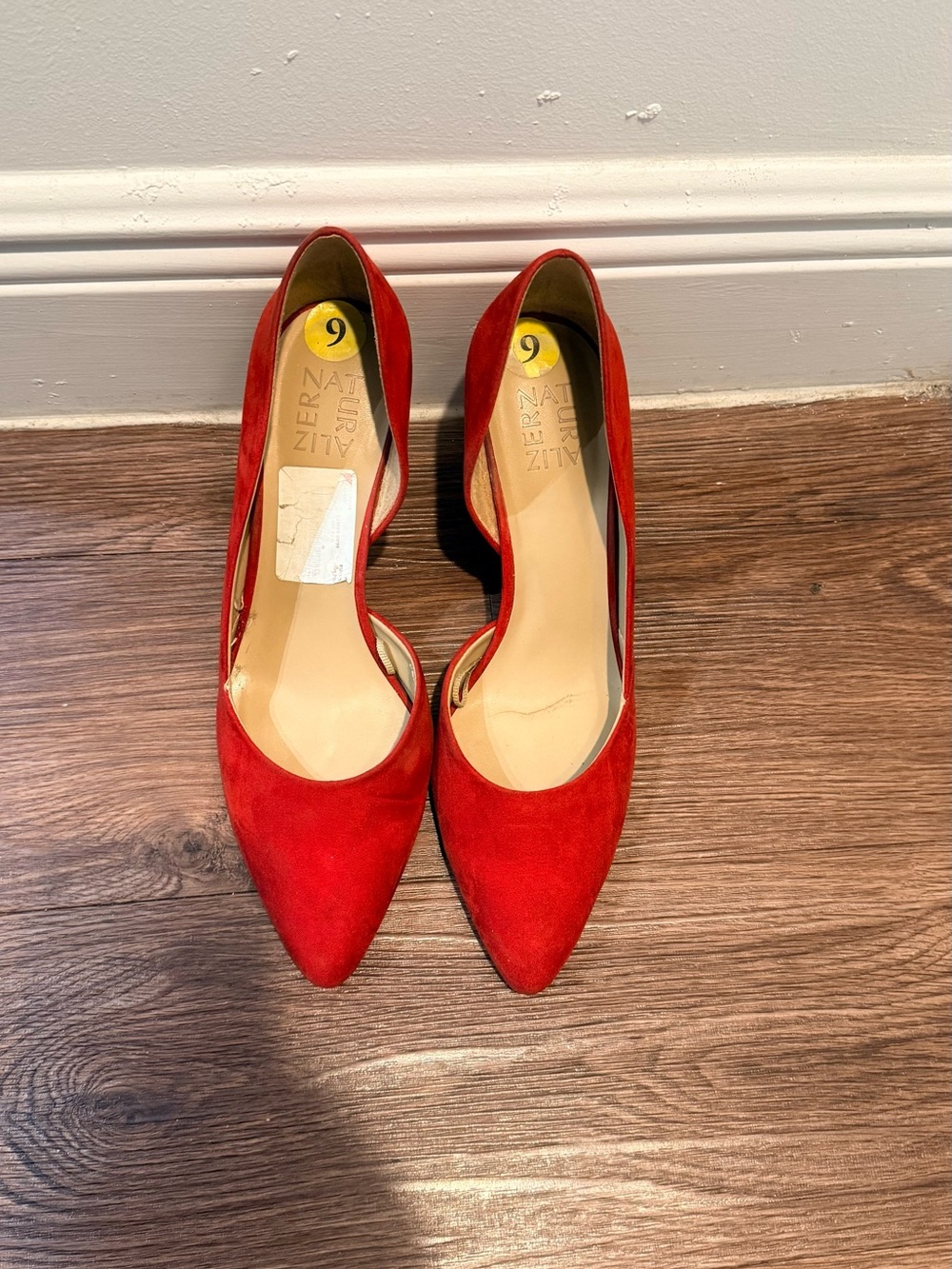 Red Suede Pointed Toe Pumps